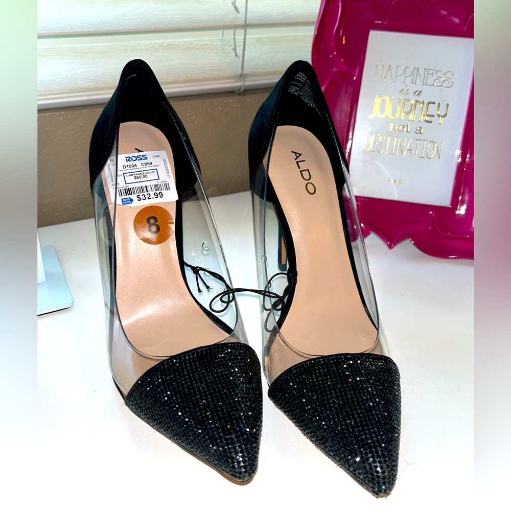 Aldo Black Rhinestone Stiletto Pump